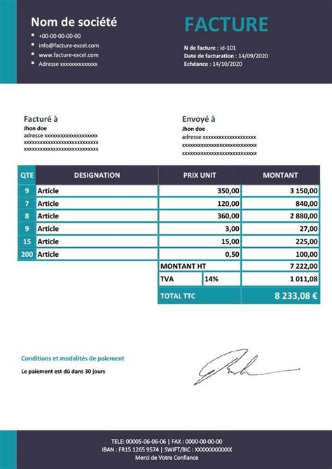 Modèles de factures gratuits téléchargeables 